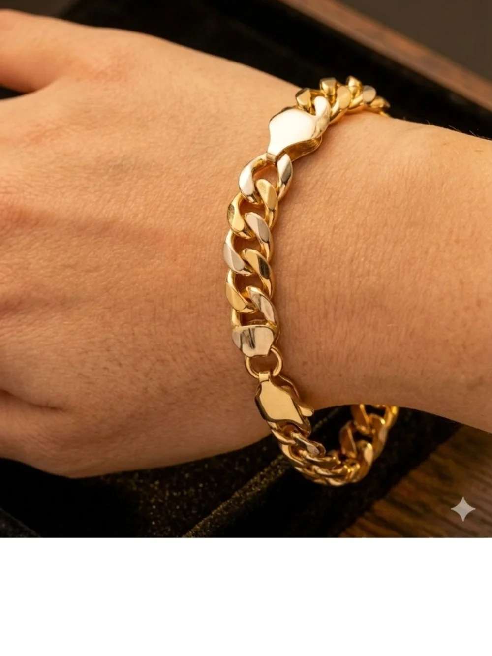 Gold Tone Cuban Link Bracelet for Men Or Women